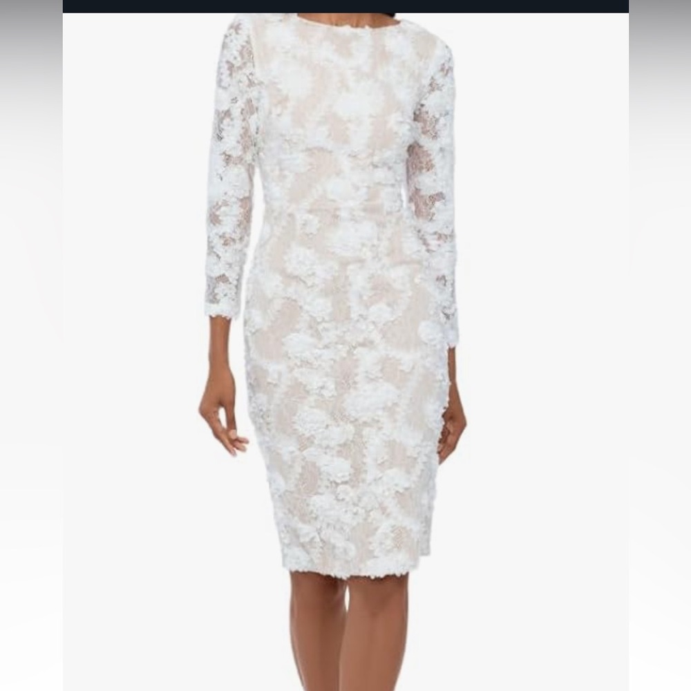 XSCAPE size 4 stunning lace dress tan lining - Picture 2 of 13